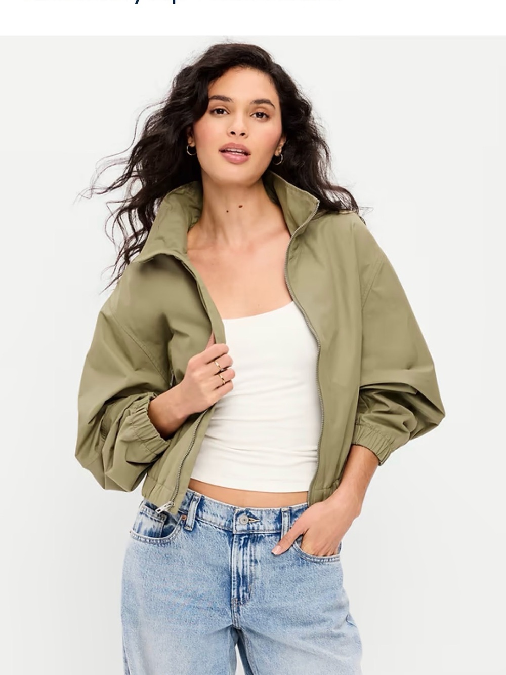 Old Navy Tan Cropped Zip-Up Jacket